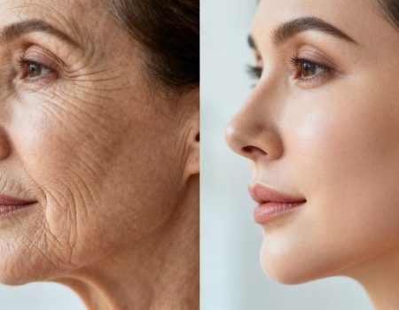 GHK Cu peptide before and after skin transformation.