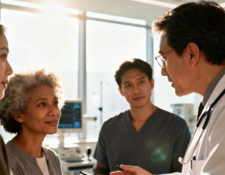 Sydney clinic with doctor and patient discussing health