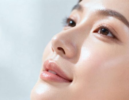 Woman with firm, lifted, and glowing skin.