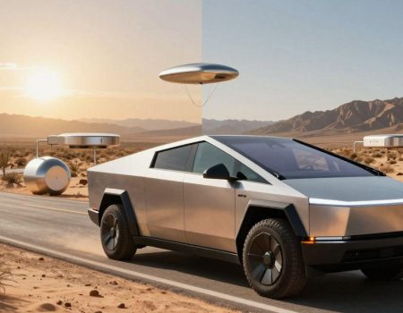 MT1: Desert, metal, and electric truck.