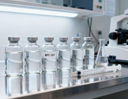 Laboratory vials and scientific equipment for BPC-157.