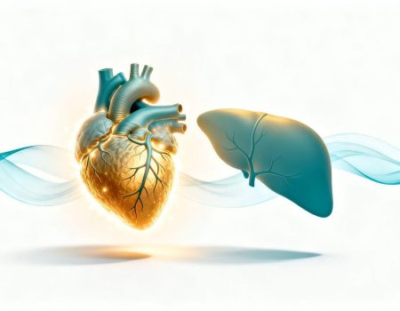 Healthy heart and liver illustration