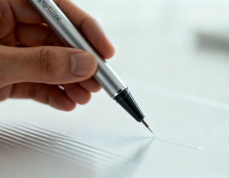 Hand holding a peptide injection pen.