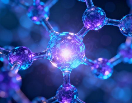Abstract glowing molecule representing advanced weight loss drug.